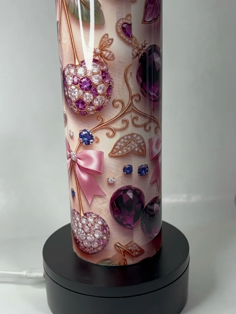 Tumbler 20 oz Coach Pink and Purple Cherry Accent Lantern